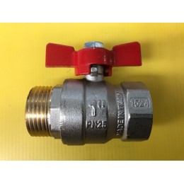 BALL VALVE, MALE / FEMALE, 1" (25MM), WITH RED TEE HANDLE